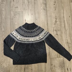 Vintage Abercrombie & Fitch Charcoal Patterned Spell Out Sweater Size S